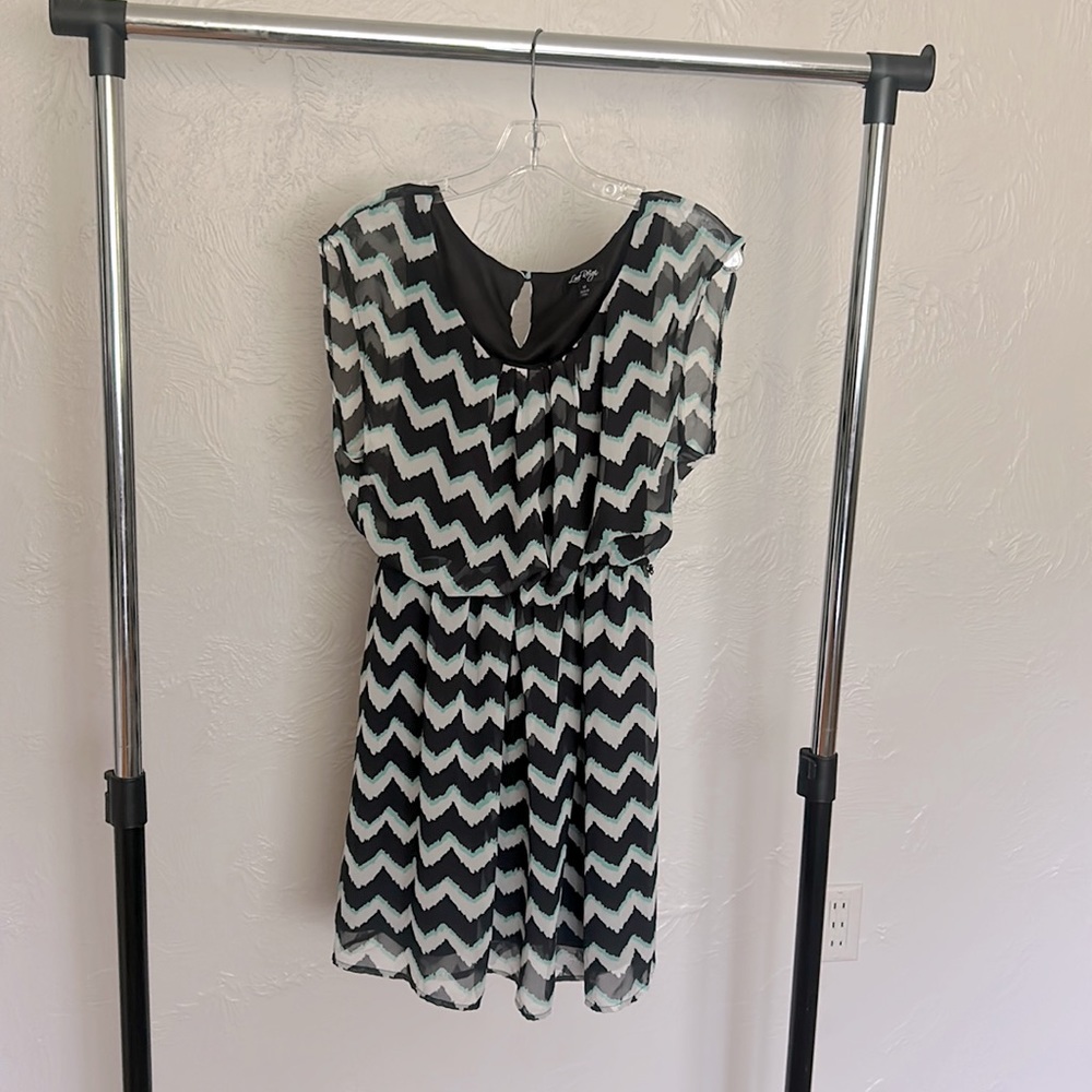 Black Chevron Dress, Medium